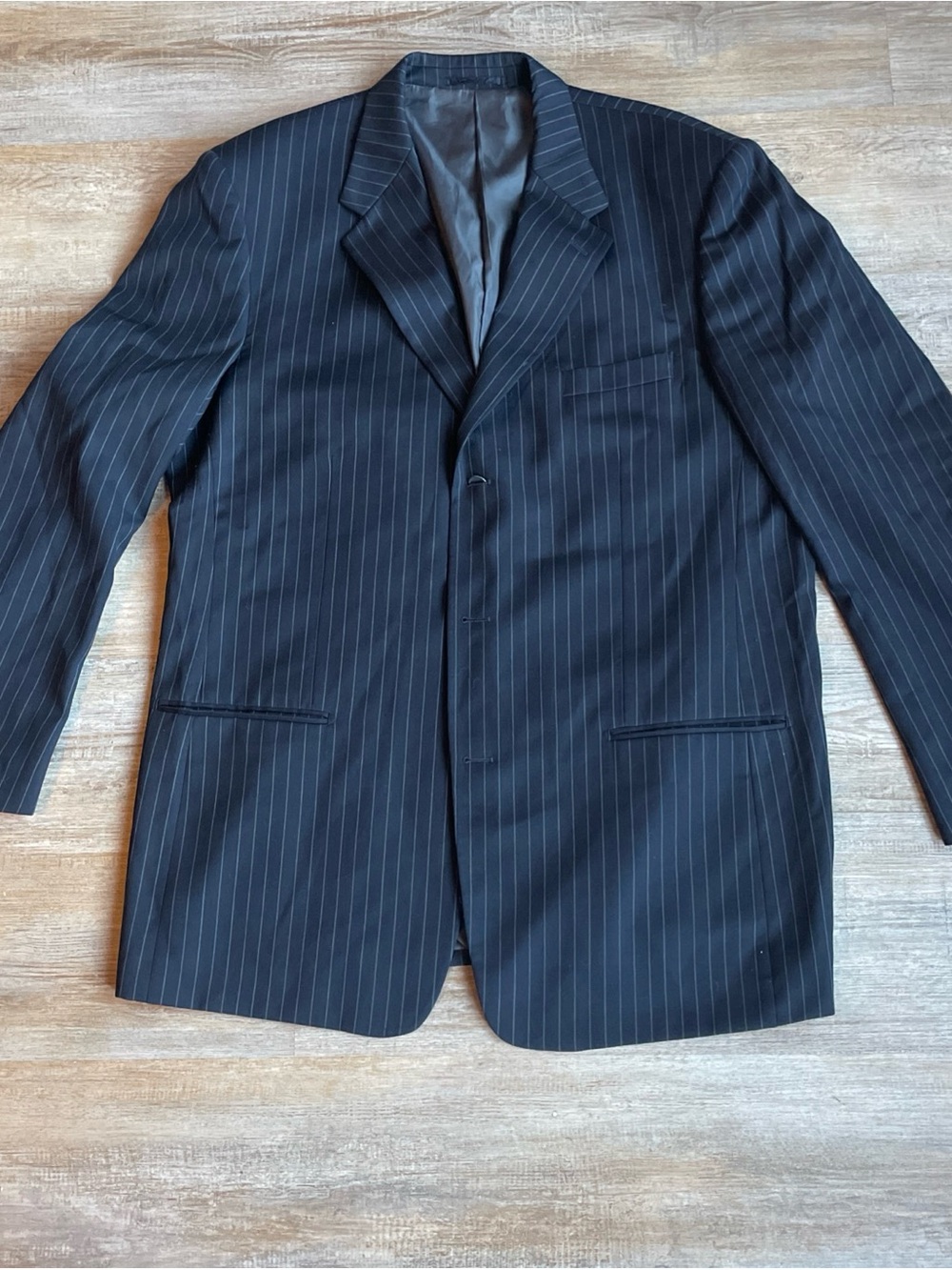 Jeffrey Banks Blazer Mens 48XL 43W Navy Blue 100% Wool 3 Button Suit Jacket